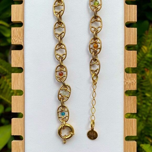 Gas Bijoux Alegria Long Chain Necklace with Semi Precious Stones. EUC - Picture 7 of 8